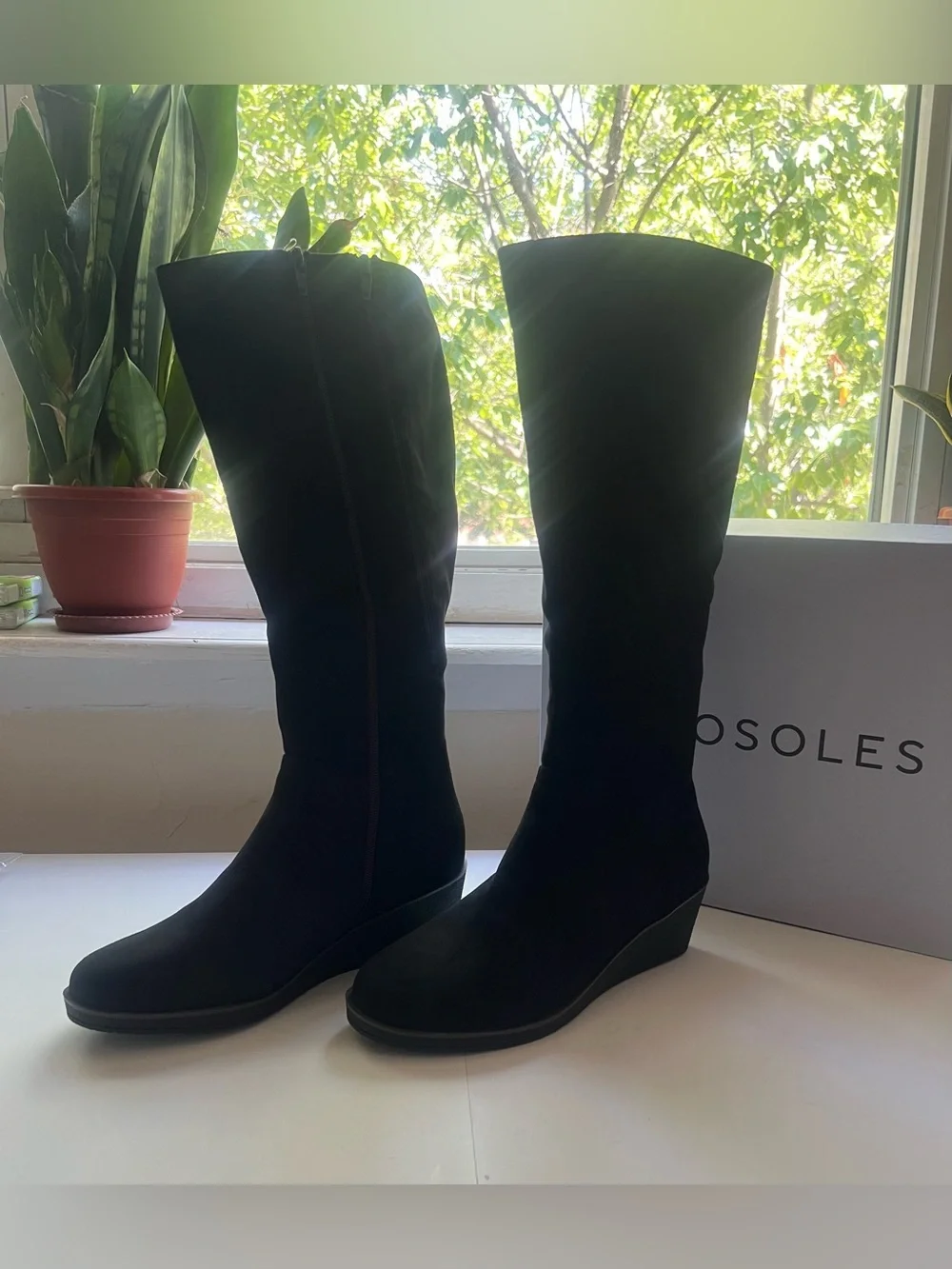 Aerosoles Binocular Women's Wedge Faux Suede Knee-High Boots
